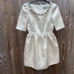 Cute and Pretty Cream Coloured Jack Wills Embellished Dress: Size UK-12 US - 8